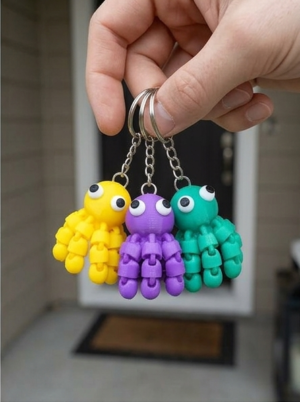 Articulated Octopus 3D Keychain 🐙- Best Key Ring For her /Him 🎁